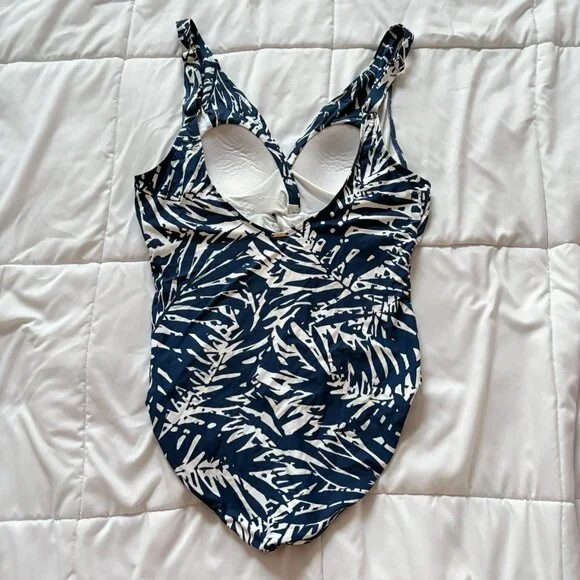 Anne Cole Swimwear Swimsuit One Piece Womens Size 12 Blue Tropical Beach Summer - Picture 4 of 7